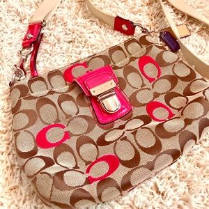 Coach pink crossbody canvas bag